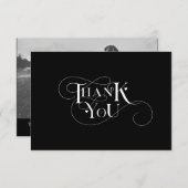 エレガントありがとうハートタイポグラフィ結婚写真 サンキューカード (正面/裏面)