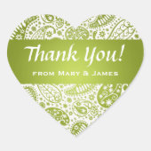 エレガントありがとうペイズリーパターンライムグリーン ハートシール (正面)