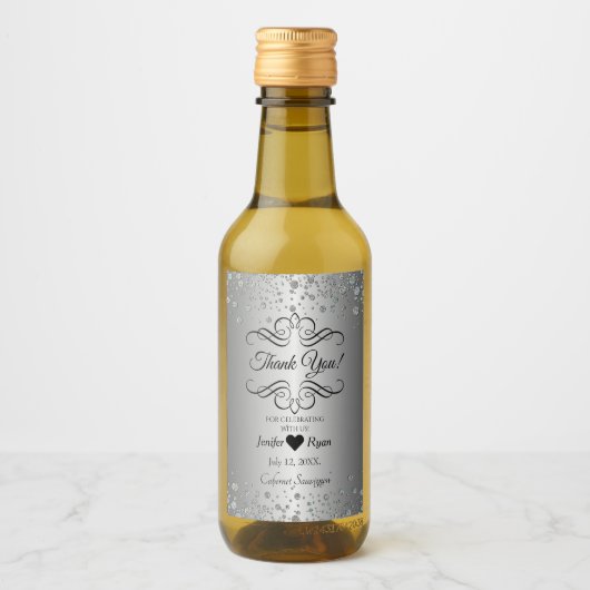 エレガントありがとうミニワインボトルラベル ワインラベル (正面)