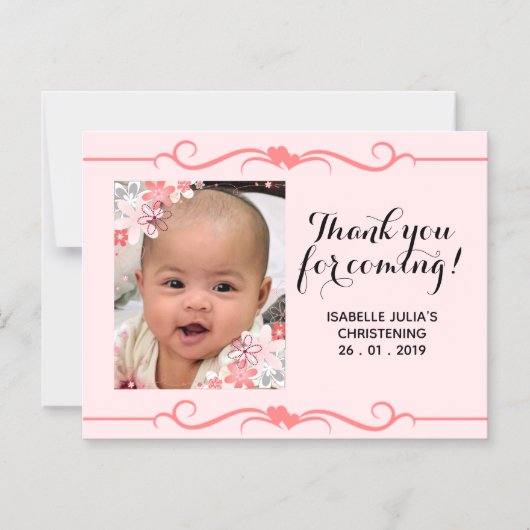 エレガントありがとう来!《キリスト教》洗礼式や命名式磁石 マグネット招待状 (正面)