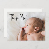 「エレガントありがとう」ベビーパーソナライズされた誕生Announ ポストカード (正面/裏面)