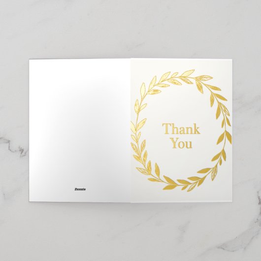 エレガントありがとう – Sage Botanicalデザイン 箔グリーティングカード (外側レイダウン)