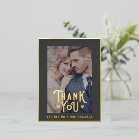 エレガントありが結婚とう |フォトオーバーレイ 箔シーズンポストカード (立ち正面)