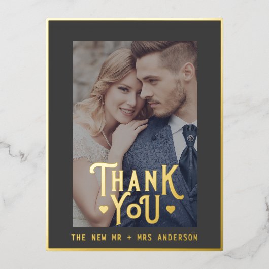 エレガントありが結婚とう |フォトオーバーレイ 箔シーズンポストカード (正面)