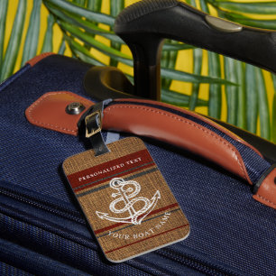 エレガントいかりストライプ素朴航海の名前をカスタムする ラゲッジタグ