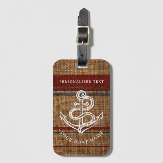 エレガントいかりストライプ素朴航海の名前をカスタムする ラゲッジタグ (正面縦)