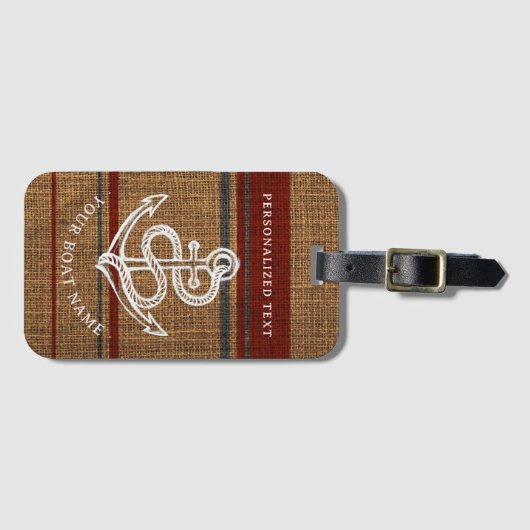 エレガントいかりストライプ素朴航海の名前をカスタムする ラゲッジタグ (正面横)