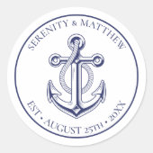 エレガントいかりネイビー航海のル結婚ズ ラウンドシール (正面)