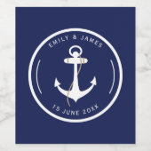 エレガントいかりネイビー航海の結婚ズ ワインラベル (シングルラベル)