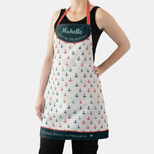 エレガントいかりパターンターコイズパーソナライズされた エプロン (インサイチュ)