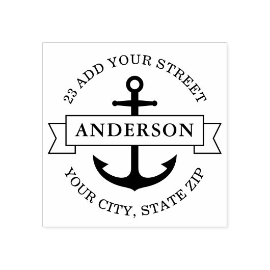 エレガントいかり及びバナー航海の差出人住所 ラバースタンプ (インプリント)