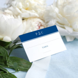 エレガントいかり航海のモノグラムネイビーブルー プレイスカード