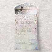 エレガントおとぎ話の森のリース写真結婚の全て オールインワン招待状 (内側)