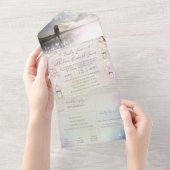 エレガントおとぎ話の森のリース写真結婚の全て オールインワン招待状 (貼ってはがせる)