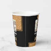 エレガントおめでとう院生金ゴールドグリッター写真 紙コップ (右)