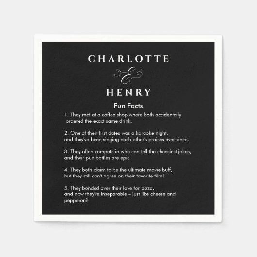 エレガントおもしろいファクト黒と白結婚の スタンダードカクテルナプキン (正面)