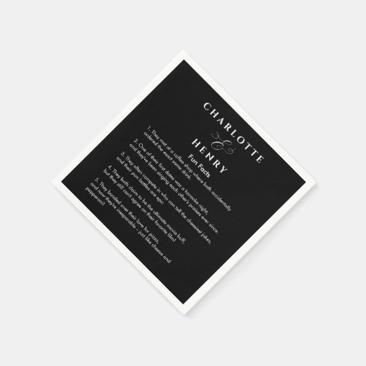 エレガントおもしろいファクト黒と白結婚の スタンダードカクテルナプキン (角)
