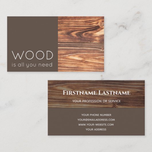 エレガントおもしろい木二音茶色の大工ブッシー 名刺 (正面/裏面)