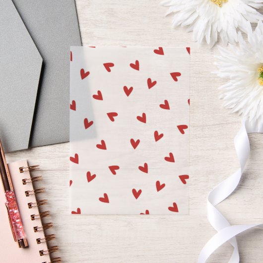 エレガントおよびシンプル赤いハートパターン ベラム紙招待状 (ウェディング)