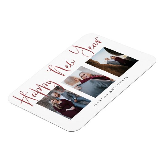 エレガントお正月のピンクモダンのコラージュ マグネット (左側)