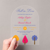 エレガントお洒落カラフル素朴秋の結婚式 アクリル招待状 (インサイチュ (ポータブル))