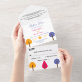 エレガントお洒落カラフル素朴秋の結婚式 オールインワン招待状 (貼ってはがせる)