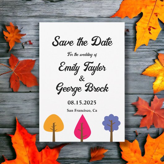 エレガントお洒落カラフル素朴秋の結婚式 セーブザデート