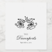 エレガントお洒落シャンパンボウブライダル結婚ズ ワインラベル (シングルラベル)