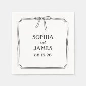 エレガントお洒落シンプルクラシック結婚BOW S スタンダードカクテルナプキン (正面)