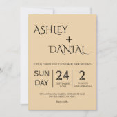 エレガントお洒落スタイリッシュ結婚シンプルモダン 招待状 (正面)