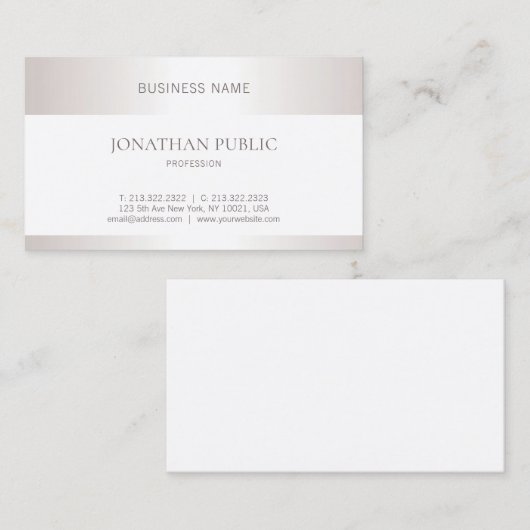 エレガントお洒落プロフェッショナルプレーンデザインシルバー 名刺 (正面/裏面)