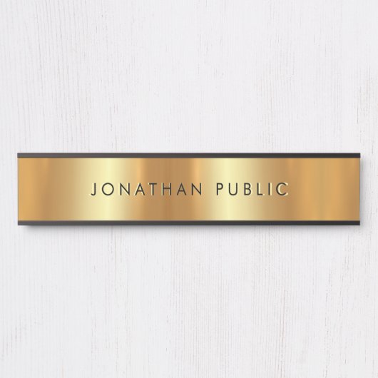 エレガントお洒落モダンデザインテンプレートブラック&金ゴールド サインプレート (正面)