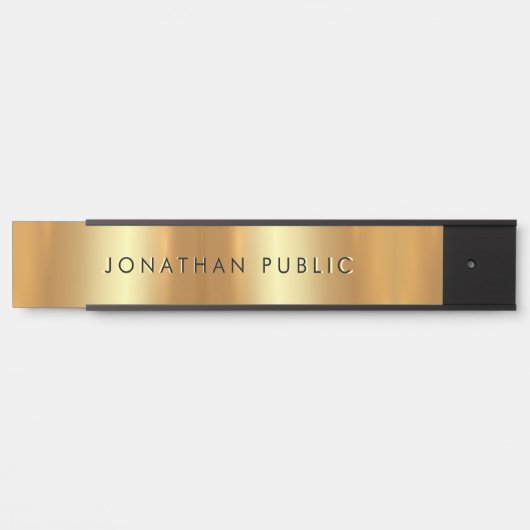 エレガントお洒落モダンデザインテンプレートブラック&金ゴールド サインプレート (正面)