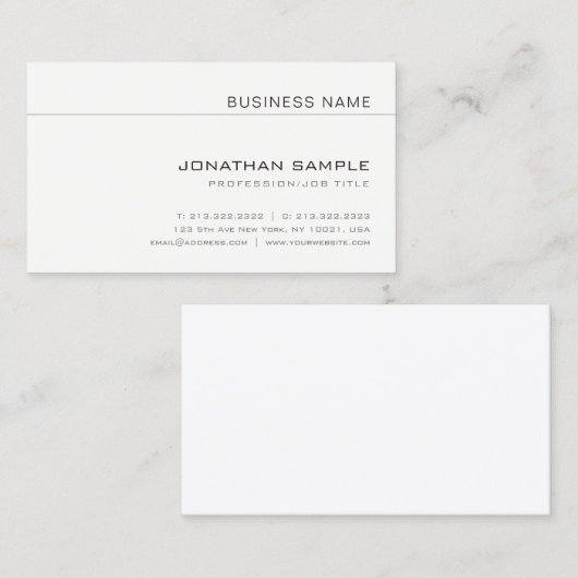 エレガントお洒落モダンデザインプロフェッショナルプレーン 名刺 (正面/裏面)