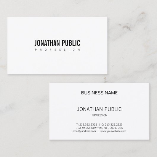 エレガントお洒落モダンデザインプロフェッショナルプレーン 名刺 (正面/裏面)