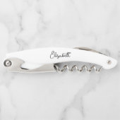 エレガントお洒落モダン白カスタム手書き名 ソムリエナイフ (正面)