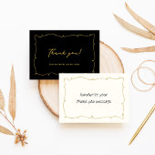 エレガントお洒落ヴィンテージブラック金ゴールドベージュ結婚ズ サンキューカード