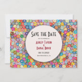 エレガントお洒落植物性フローラ結婚夏 セーブザデート (正面)