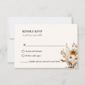 エレガントお洒落植物野結婚花 出欠カード (正面)