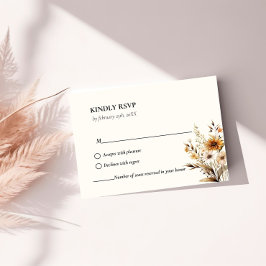 エレガントお洒落植物野結婚花 出欠カード