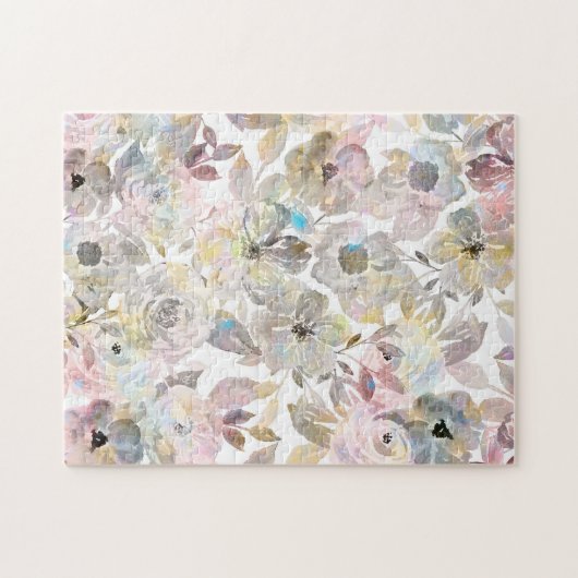 エレガントお洒落灰色の水色バラ ジグソーパズル (横)