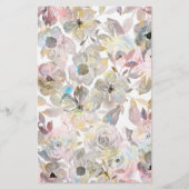 エレガントお洒落灰色の水色バラ 便箋 (正面)