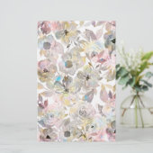 エレガントお洒落灰色の水色バラ 便箋 (スタンド正面)