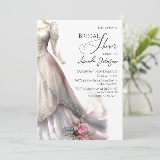 エレガントお洒落結婚スブライダルシャワー 招待状 (スタンド正面)