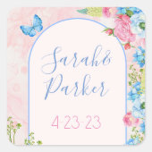 エレガントお洒落結婚春の花 スクエアシール (正面)