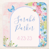 エレガントお洒落結婚春の花 スクエアペーパーコースター (正面)