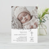 エレガントお洒落《キリスト教》洗礼式や命名式ベビー写真バプテスマ 招待状 (スタンド正面)