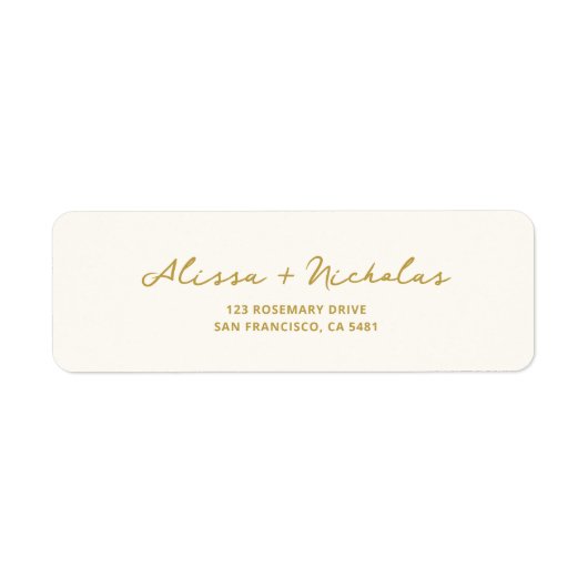 エレガントお洒落Beigeと金ゴールド結婚の住所 ラベル (正面)