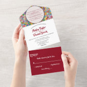 エレガントお洒落Burgundyフローラ結婚ズ オールインワン招待状 (貼ってはがせる)