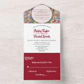 エレガントお洒落Burgundyフローラ結婚ズ オールインワン招待状 (内側)